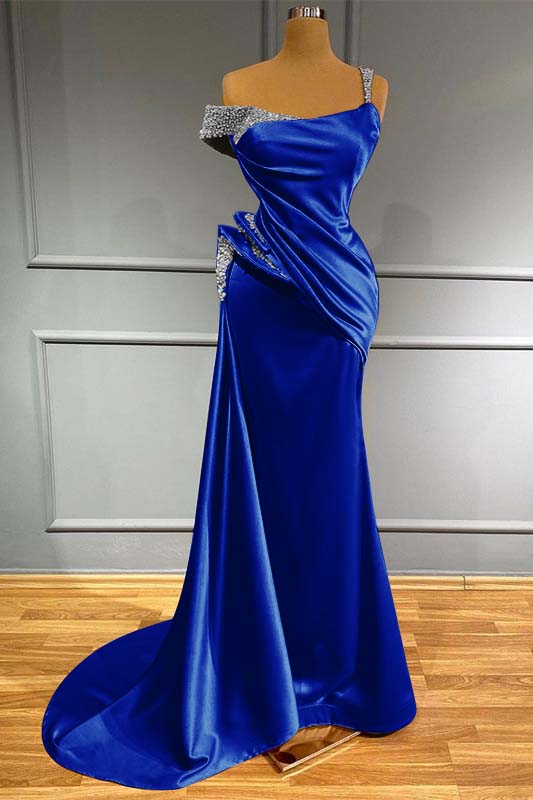 Off the Shoulder Mermaid Long Prom Dress with Beading and Ruffles