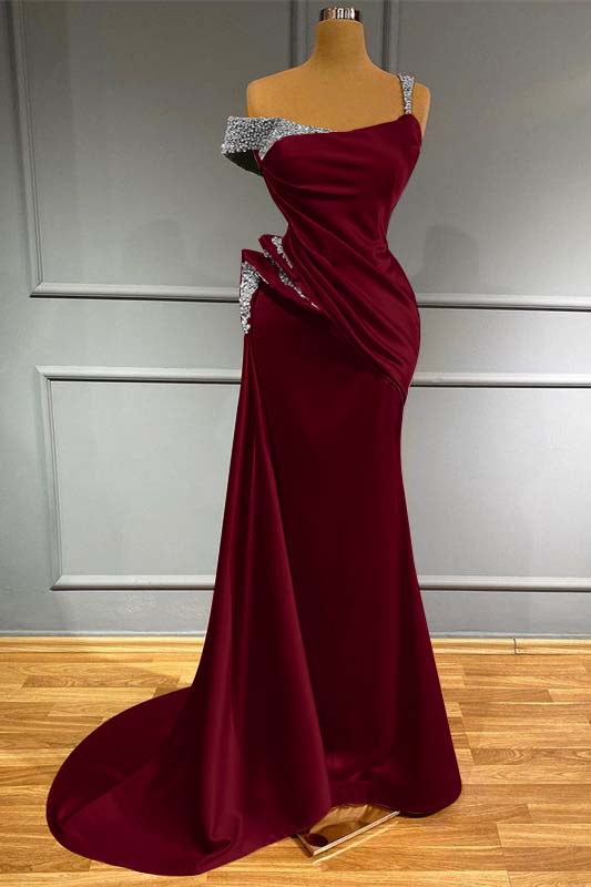 Off the Shoulder Mermaid Long Prom Dress with Beading and Ruffles