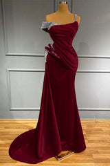 Off the Shoulder Mermaid Long Prom Dress with Beading and Ruffles