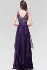 Long Scoop Neck Off The Shoulder Chiffon Formal Dress with Appliques Lace