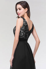 Long Scoop Neck Off The Shoulder Chiffon Formal Dress with Appliques Lace