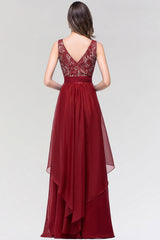 Long Scoop Neck Off The Shoulder Chiffon Formal Dress with Appliques Lace