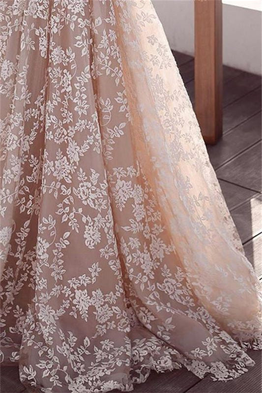 Long Sleeve A-Line Tulle Wedding Dress with Lace Appliques