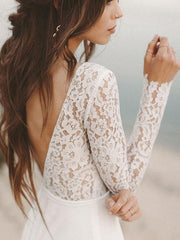 Long Sleeve Boho Lace Wedding Dress