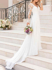 Long Sleeve Lace Tulle Wedding Dress