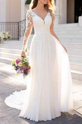 Long Sleeve Lace Tulle Wedding Dress