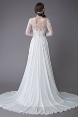 Long Sleeve Lace Wedding Dress with Slit