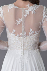 Long Sleeve Lace Wedding Dress with Slit