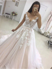 Long Sleeve Ruffles Ball Gown Wedding Dress With Lace Appliques