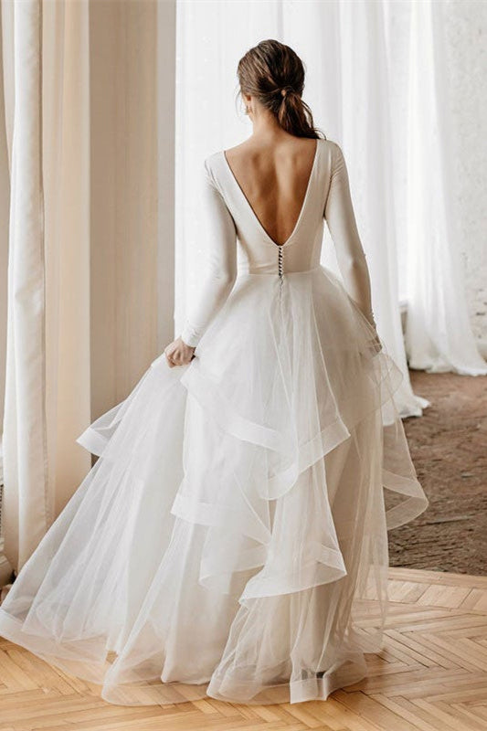 Long Sleeve Tulle Wedding Dress
