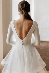 Long Sleeve Tulle Wedding Dress