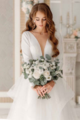 Long Sleeve Tulle Wedding Dress