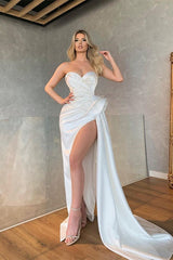 V-Neck Long Sleeve Mermaid Long Prom Dress with Side Split and Sequins