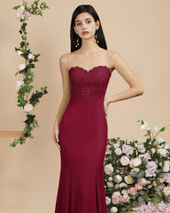 Long Sleeveless Lace Appliques Mermaid Evening Dress