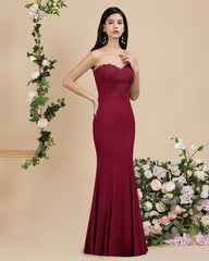Long Sleeveless Lace Appliques Mermaid Evening Dress