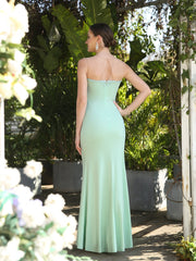 Long Sleeveless Lace Appliques Mermaid Evening Dress