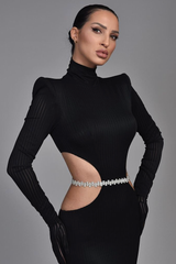 Long Sleeves Mermaid Evening Dress High Neck with Belt