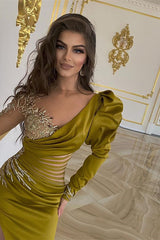 Long Sleeves Mermaid Prom Dress with Beadings and Split