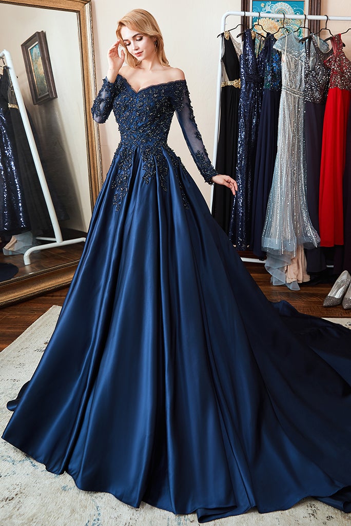 Off the Shoulder Mermaid Prom Dress with Beading and Lace Appliques
