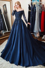 Off the Shoulder Mermaid Prom Dress with Beading and Lace Appliques
