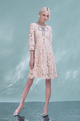 Babyonlines Long Sleeves Short Lace Short Dresses with Bow