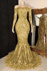 Long Sleeve Strapless Mermaid Prom Dress with Sequins