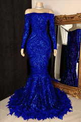Long Sleeve Strapless Mermaid Prom Dress with Sequins