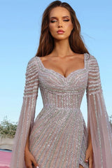 Babyonlines Long Sleeves Sweetheart Sequined Formal Evening Dresses