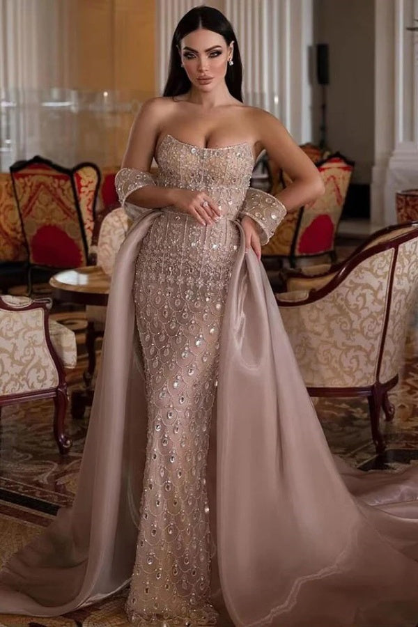 Luxurious Off-the-Shoulder Long Mermaid Formal Evening Dresses with Beaded