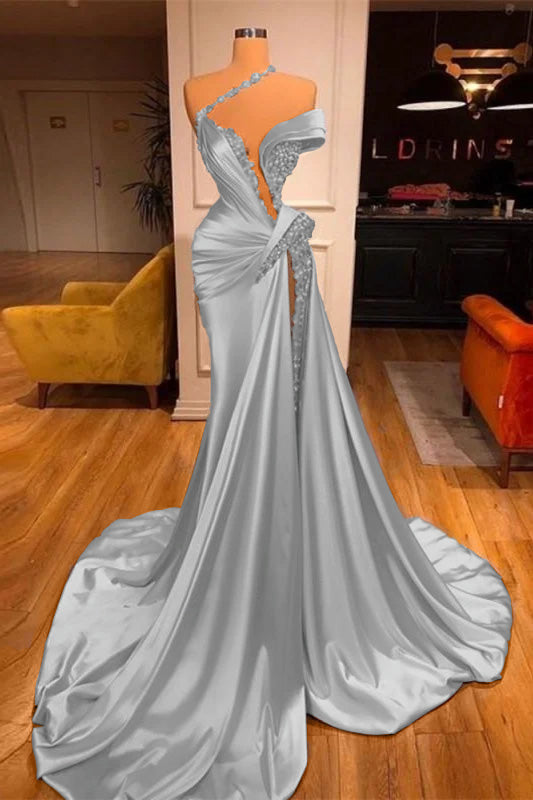 Off the Shoulder Mermaid Long Prom Dress with Beading Split