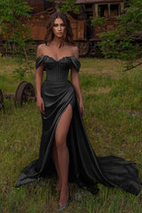 Off the Shoulder Strapless Mermaid Prom Dress with Beading Split