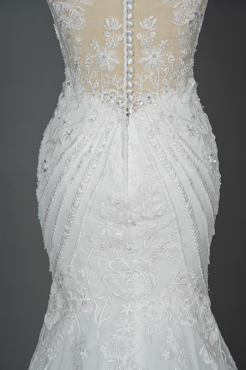 Mermaid Scoop Neck Jewel Wedding Dress with Beadings and Appliques