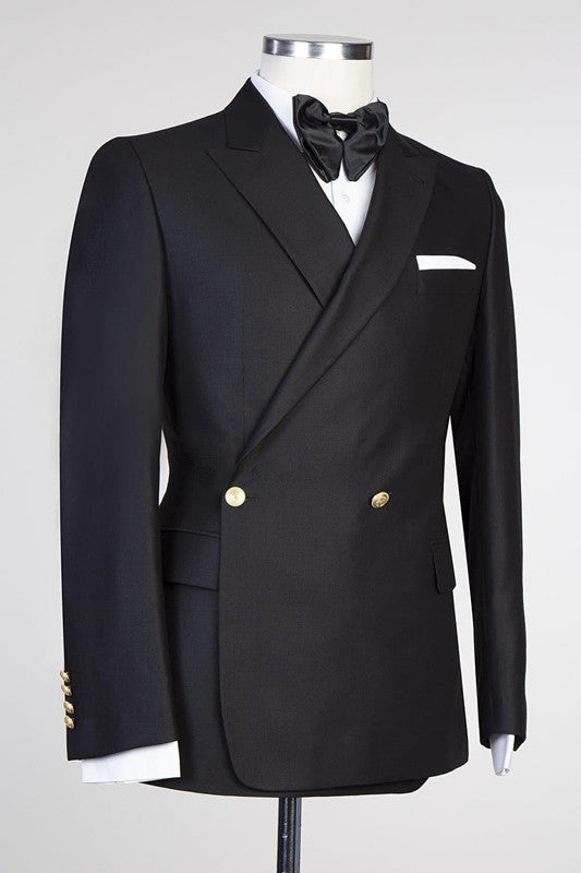Modern Black Peaked Lapel Wedding Suit for Men¡¯s Celebrations