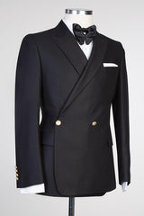 Modern Black Peaked Lapel Wedding Suit for Men¡¯s Celebrations