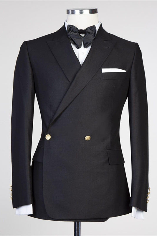 Modern Black Peaked Lapel Wedding Suit for Men¡¯s Celebrations