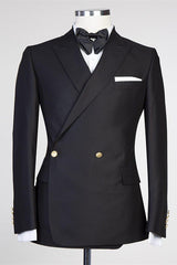 Modern Black Peaked Lapel Wedding Suit for Men¡¯s Celebrations