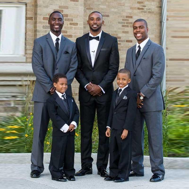 Modern Black Silk Notched Lapel Two-Piece Wedding Suit for Men¡¯s Parties