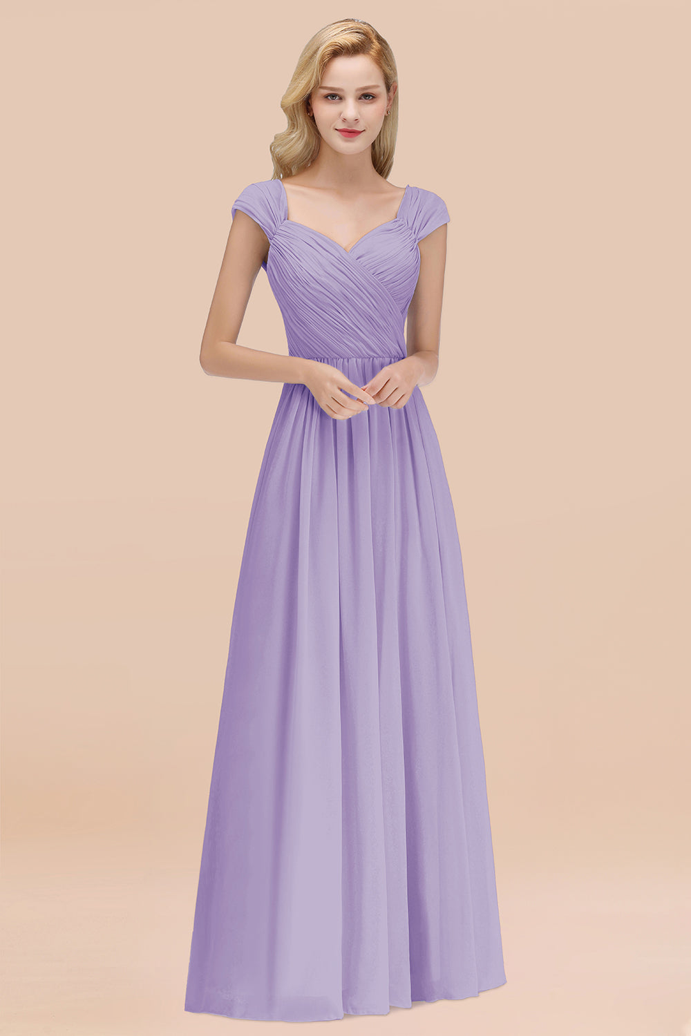 Modest Chiffon Sweetheart Sleeveless Affordable Bridesmaid Dresses with Ruffles-Babyonlines
