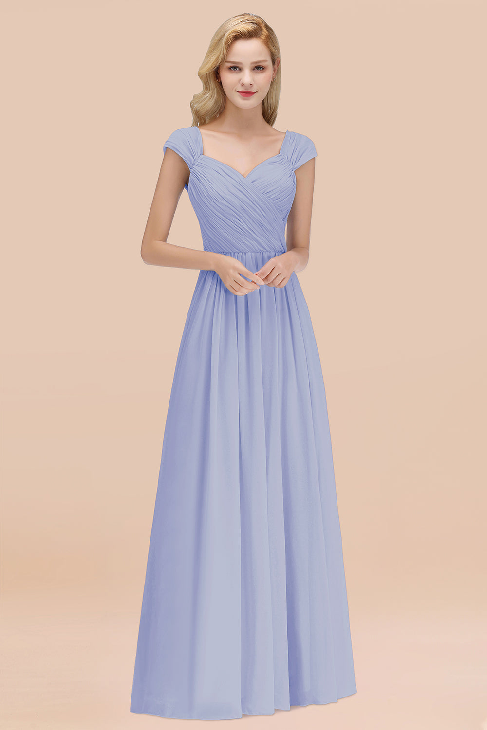 Modest Chiffon Sweetheart Sleeveless Affordable Bridesmaid Dresses with Ruffles-Babyonlines