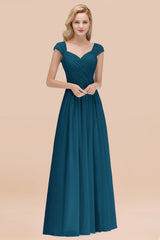 Modest Chiffon Sweetheart Sleeveless Affordable Bridesmaid Dresses with Ruffles-Babyonlines