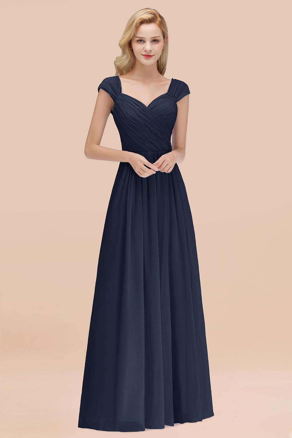 Modest Chiffon Sweetheart Sleeveless Affordable Bridesmaid Dresses with Ruffles-Babyonlines