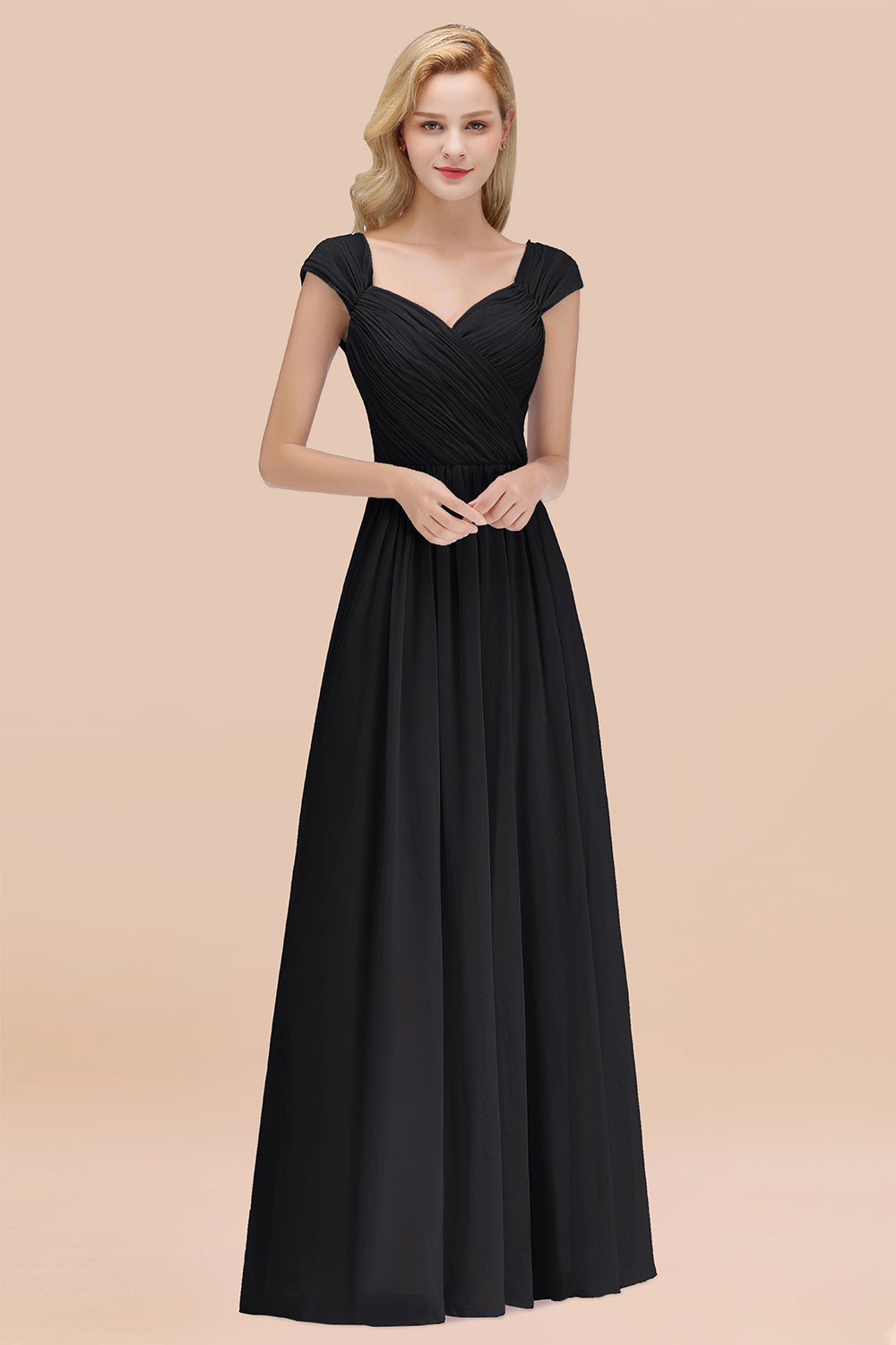 Modest Chiffon Sweetheart Sleeveless Affordable Bridesmaid Dresses with Ruffles-Babyonlines