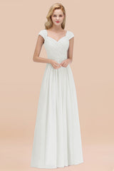 Modest Chiffon Sweetheart Sleeveless Affordable Bridesmaid Dresses with Ruffles-Babyonlines