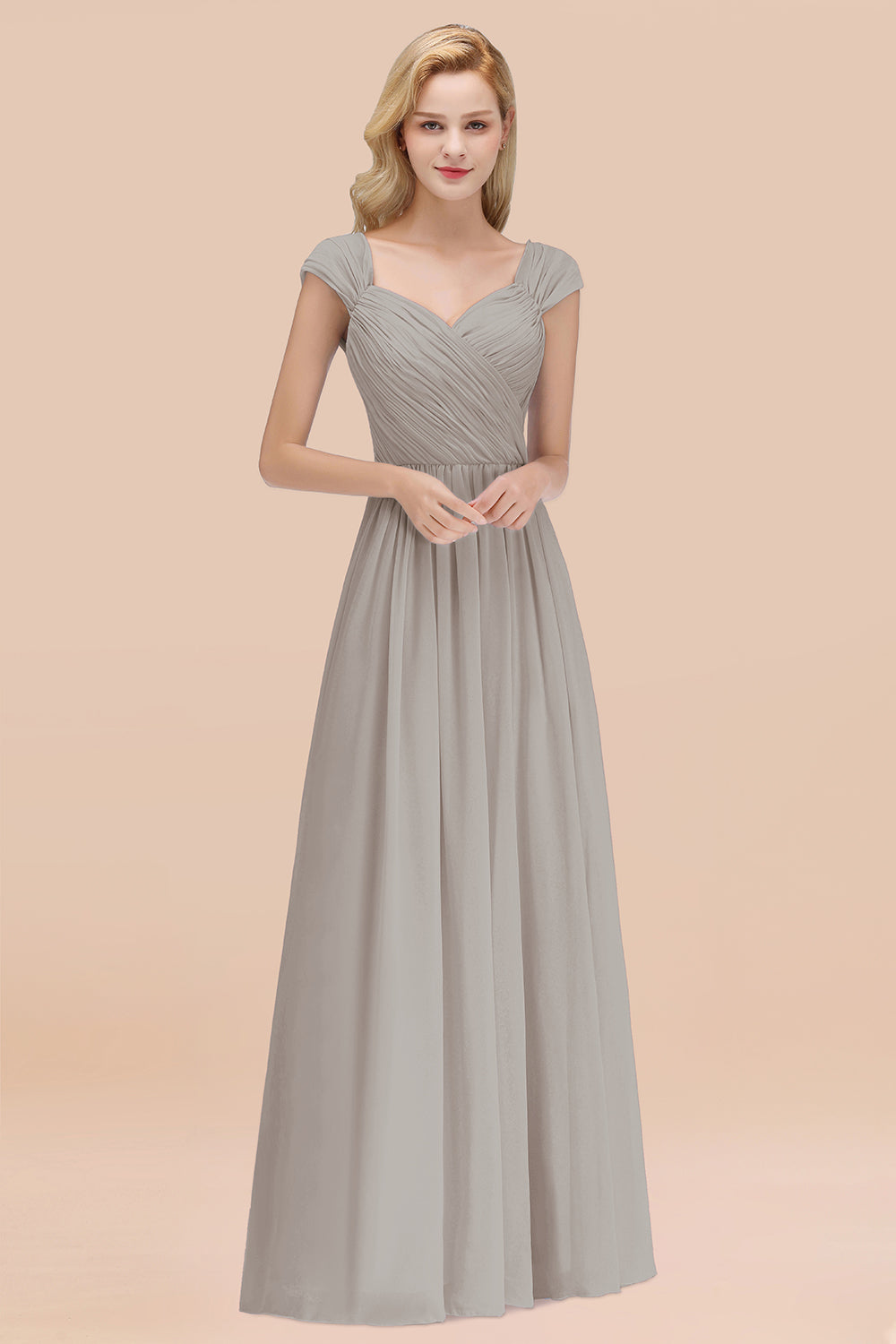 Modest Chiffon Sweetheart Sleeveless Affordable Bridesmaid Dresses with Ruffles-Babyonlines