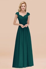 Modest Chiffon Sweetheart Sleeveless Affordable Bridesmaid Dresses with Ruffles-Babyonlines