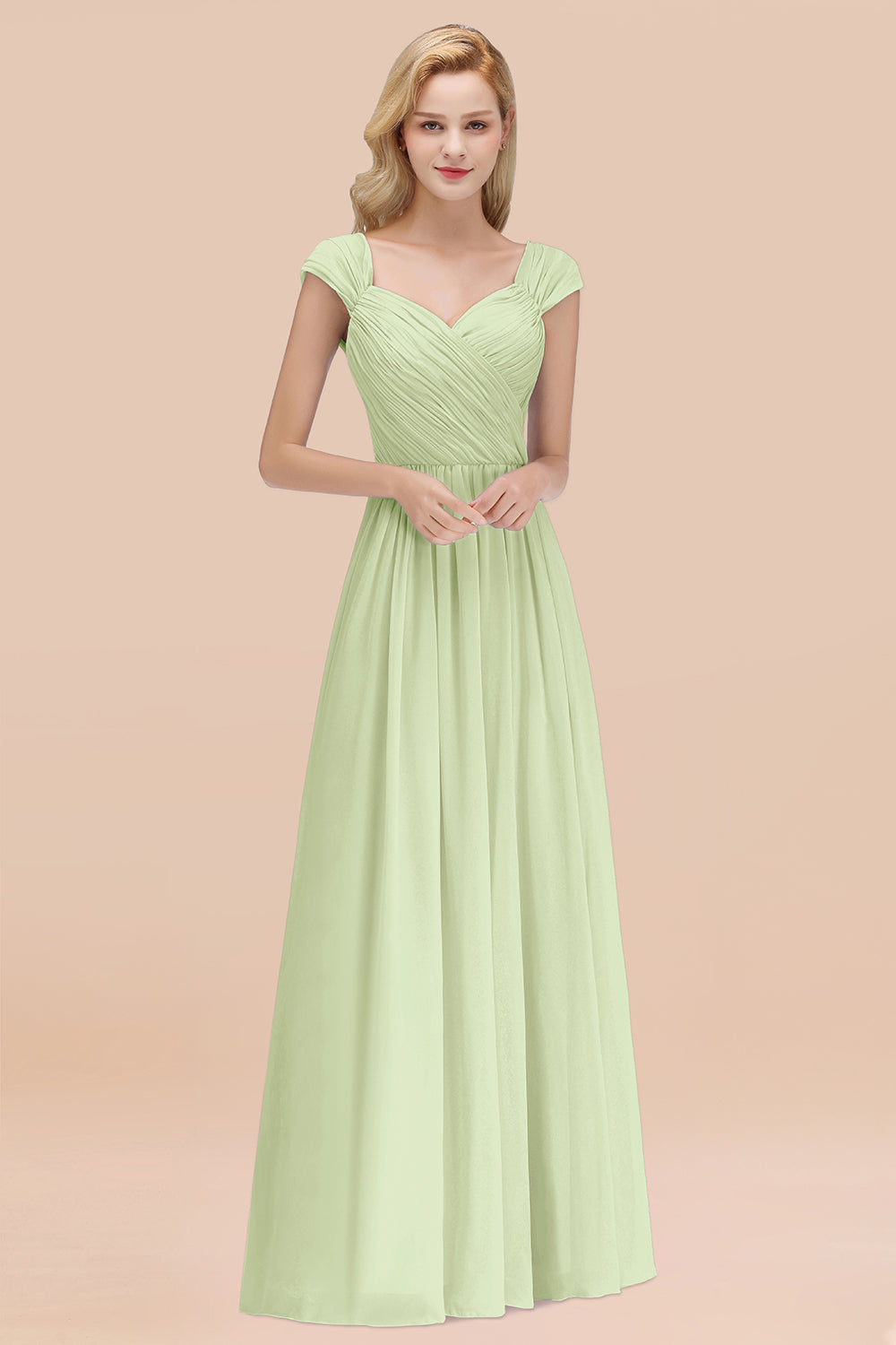 Modest Chiffon Sweetheart Sleeveless Affordable Bridesmaid Dresses with Ruffles-Babyonlines