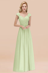 Modest Chiffon Sweetheart Sleeveless Affordable Bridesmaid Dresses with Ruffles-Babyonlines