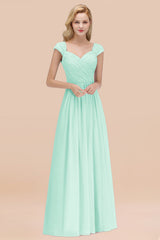 Modest Chiffon Sweetheart Sleeveless Affordable Bridesmaid Dresses with Ruffles-Babyonlines