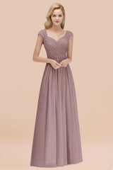 Modest Chiffon Sweetheart Sleeveless Affordable Bridesmaid Dresses with Ruffles-Babyonlines
