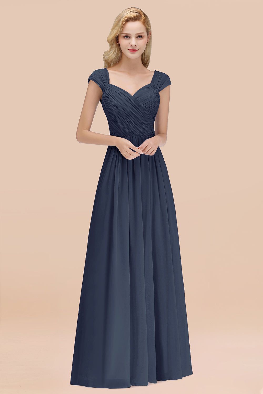 Modest Chiffon Sweetheart Sleeveless Affordable Bridesmaid Dresses with Ruffles-Babyonlines